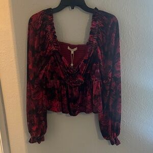 Chelsea & Violet Burgundy Floral Blouse